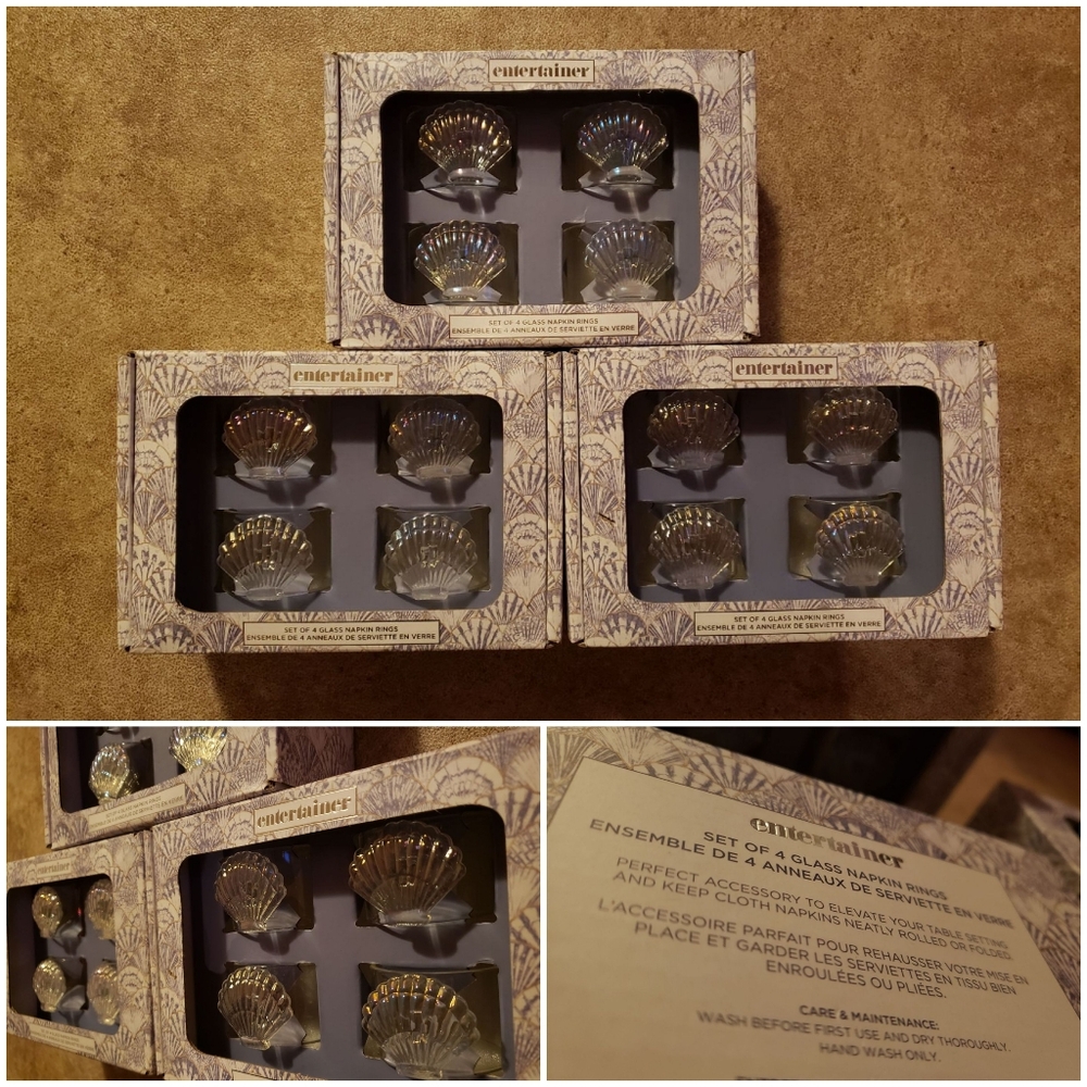 Entertainer Glassware Sea Shell Napkin Rings Set of 12